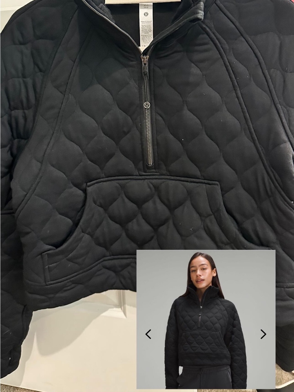 Lululemon  Black Scuba  Quilted Half-Zip Pullover